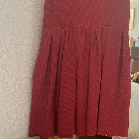 Anthropologie Holiday Winter Ganni Cherry Red Ruffle Mini Sleeveless Dress - Picture 6 of 9